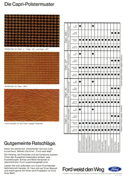Polsterfarben März / Upholstery colours March 1973